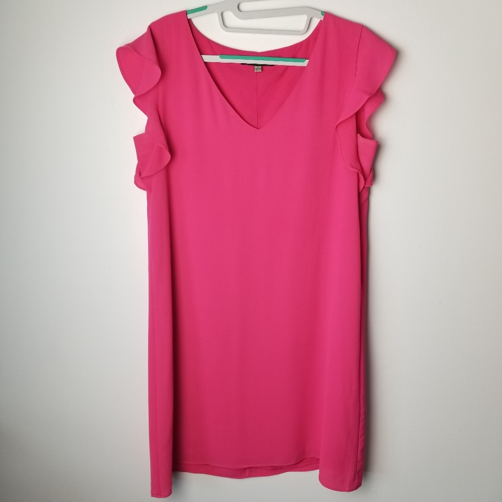 Rose & Olive fuchsia flutter sleeve v-neck dress S